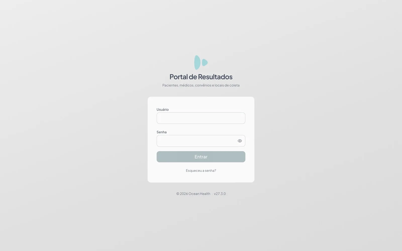 Entrada do portal de resultados do LABORLIS 27, para pacientes, médicos, convênios e laboratórios apoiados